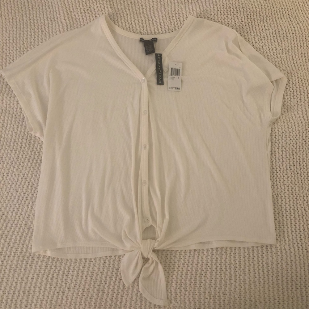 Chelsea & Theodore Button Up Tie Front Blouse